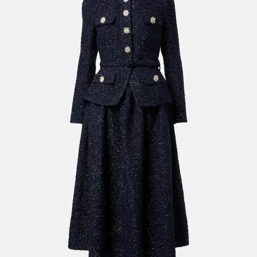[BUNJANG] Self-Portrait Navy Metallic Midi Dress / 셀프포트레이트 SELFPORTRAIT 네이비 메탈릭 미디 드레스