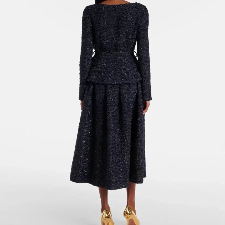 [BUNJANG] Self-Portrait Navy Metallic Midi Dress / 셀프포트레이트 SELFPORTRAIT 네이비 메탈릭 미디 드레스