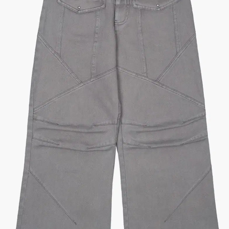 [BUNJANG] Washing Panel Stitch Pants Grey / 러프넥 워싱 패널 스티치 팬츠 그레이 washing panel