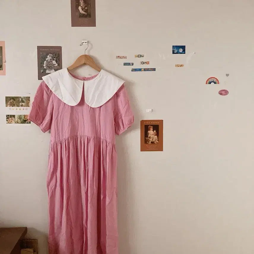 [BUNJANG] Azalea Collar Short Sleeve Maxi Dress / 진달래 카라반팔원피스