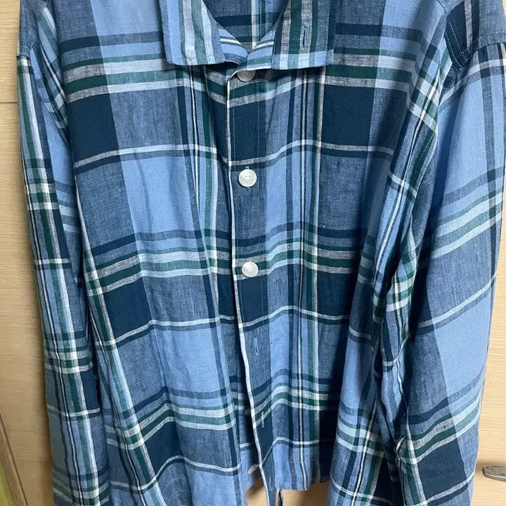 [BUNJANG] Artiface Check Linen Blouson Shirt L / 아트이프액츠 체크 린넨 셔츠 블루종 L