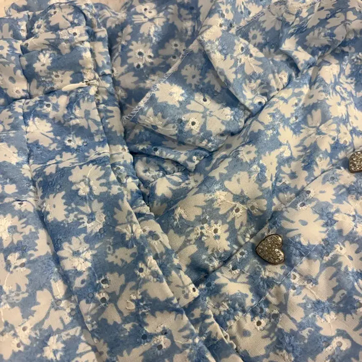 [BUNJANG] Blue Floral Pattern Two-Piece Set / 블루 플라워 패턴 투피스