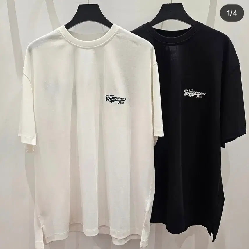 [BUNJANG] Wooyoungmi Embroidered Lettering T-Shirt Black / [52]우영미25fw자수레터링반팔블랙