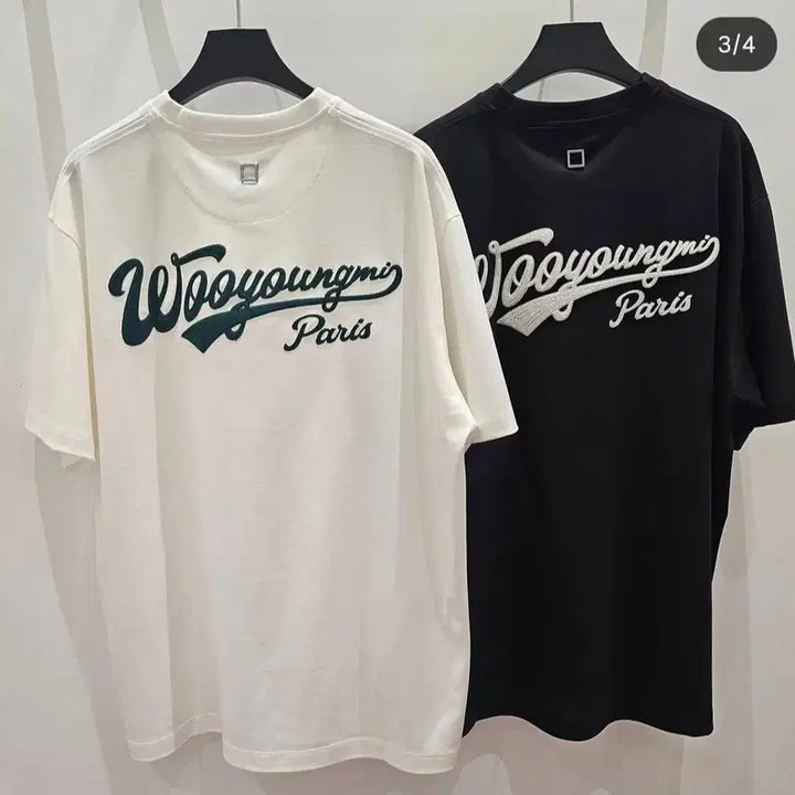 [BUNJANG] Wooyoungmi Embroidered Lettering T-Shirt Black / [52]우영미25fw자수레터링반팔블랙