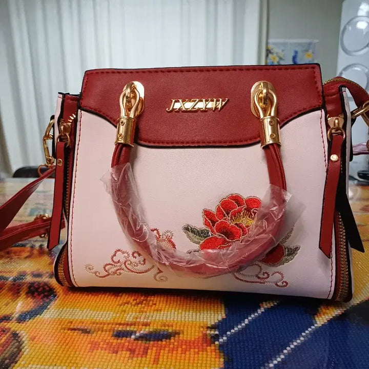 [BUNJANG] Floral Embroidery Scarf Tote Bag Shoulder Bag / 플라워 자수 스카프 토트백 숄더백