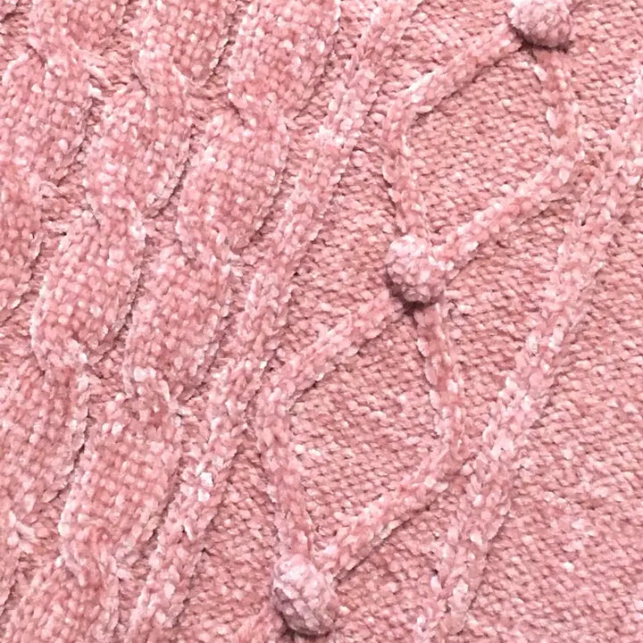 [BUNJANG] Vintage Pink Cable Knit Sweater with Pom-poms / 일본빈티지 핑크 꽈배기 폼폼 니트