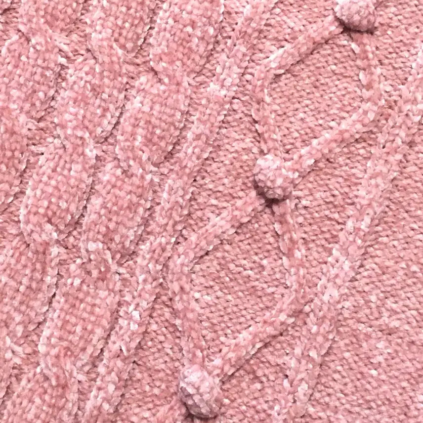 [BUNJANG] Vintage Pink Cable Knit Sweater with Pom-poms / 일본빈티지 핑크 꽈배기 폼폼 니트