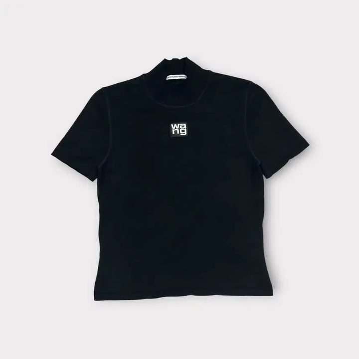 [BUNJANG] Alexander Wang Logo Patch Mock Neck Bodycon Knit Short Sleeve T-shirt / [S] 알렉산더 왕 로고 패치 모크넥 바디콘 니트 반팔티셔츠