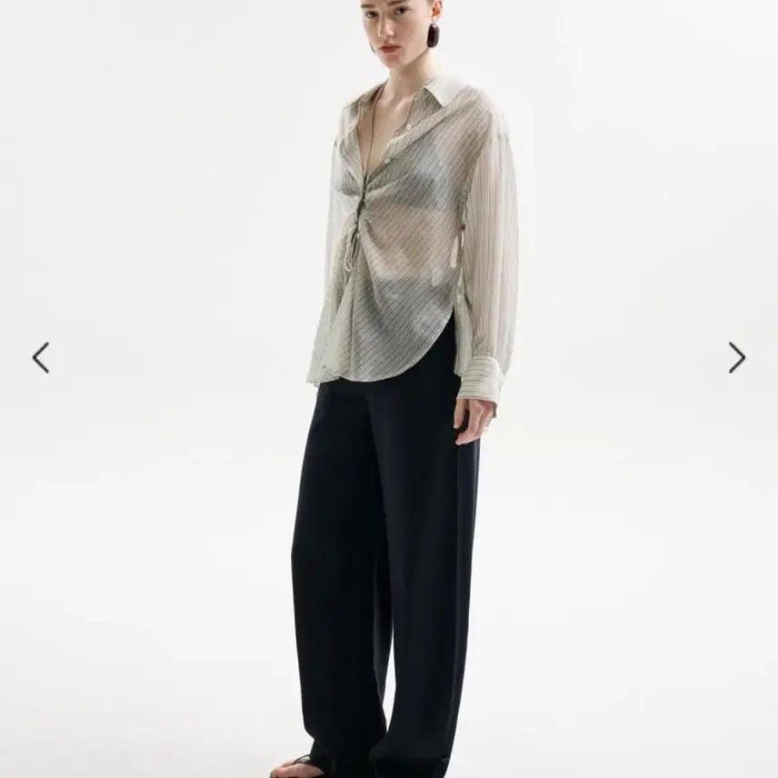 [BUNJANG] L-HAS DRAPE TUCK SHEER SHIRT Light Beige S / [새상품] 르하스 DRAPE TUCK SHEER SHIRT