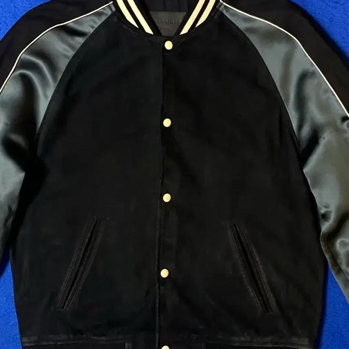 [BUNJANG] AllSaints Epton Satin Suede Bomber Jacket - Black (L) / AllSaints 올세인츠 앱튼 새틴 스웨이드 자켓 L