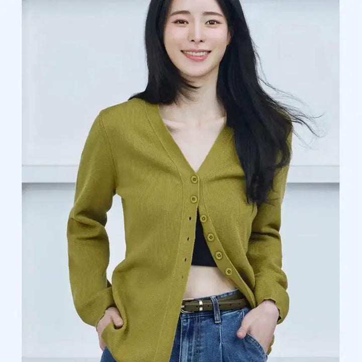 [BUNJANG] The Edge 26SS Hourglass Cardigan Olive 55 / 더엣지 26SS 아워글라스 가디건 (올리브 55)