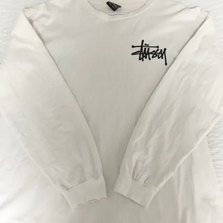[BUNJANG] Vintage Stussy White Long Sleeve T-Shirt / 빈티지 스투시 화이트 긴팔 티셔츠 긴팔티