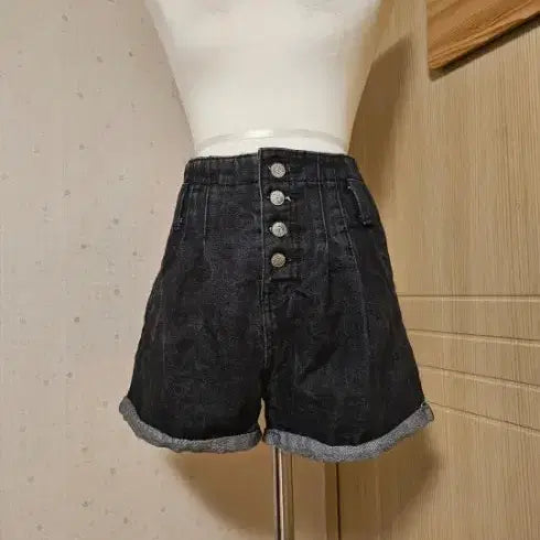 [BUNJANG] Pintuck Denim Shorts (Black-Blue) / [핀턱데님쇼츠(흑청)] pt 반바지
