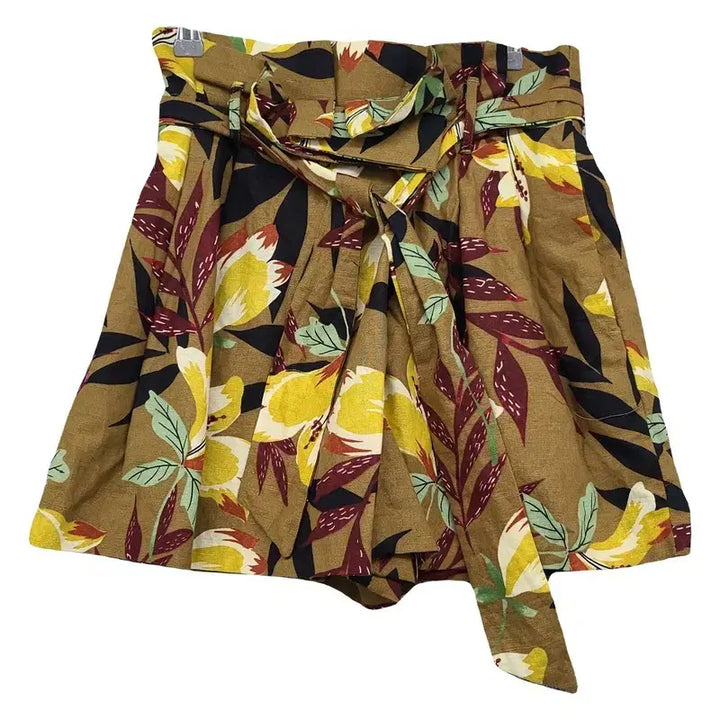 [BUNJANG] Zara Tropical Camel Linen Cotton Blend Skirt XS / 자라 트로피칼 카멜 스커트 XS