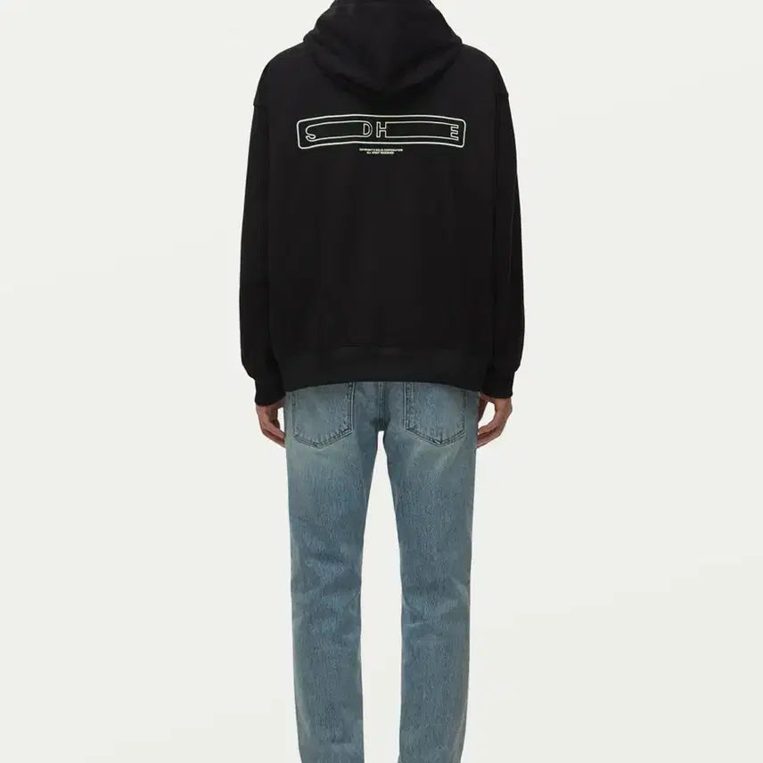 [BUNJANG] Solid Homme Black Back Logo Embroidered Hoodie / 솔리드옴므 블랙 백로고 자수 후디