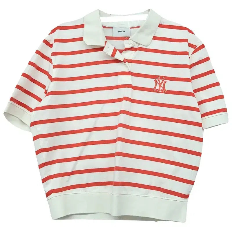[BUNJANG] MLB Striped Mint Short-Sleeve Polo Shirt M (95) / 엠엘비 스트라이프 민트 반팔 카라티 M(95)