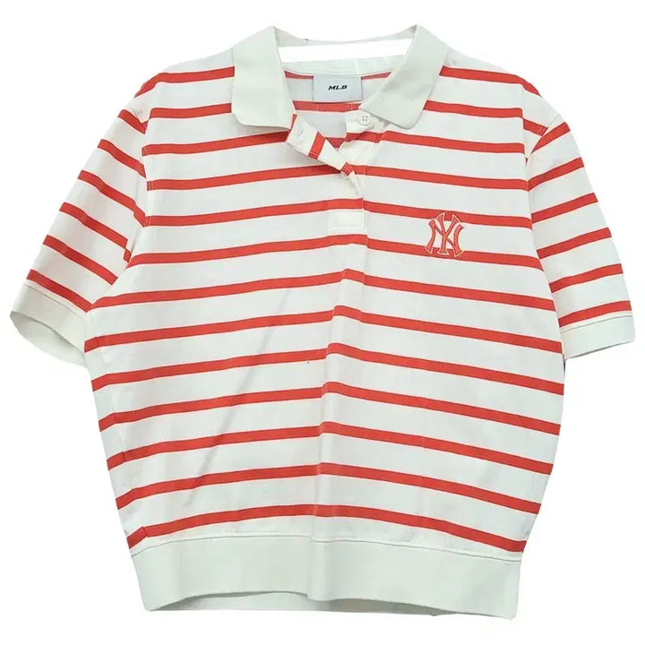 [BUNJANG] MLB Striped Mint Short-Sleeve Polo Shirt M (95) / 엠엘비 스트라이프 민트 반팔 카라티 M(95)