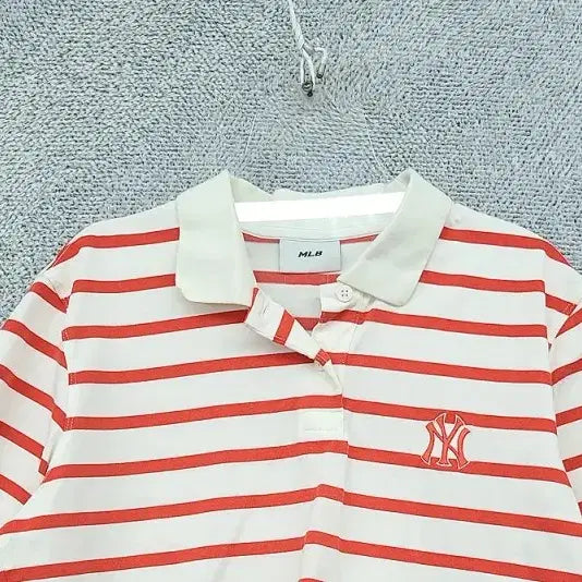 [BUNJANG] MLB Striped Mint Short-Sleeve Polo Shirt M (95) / 엠엘비 스트라이프 민트 반팔 카라티 M(95)