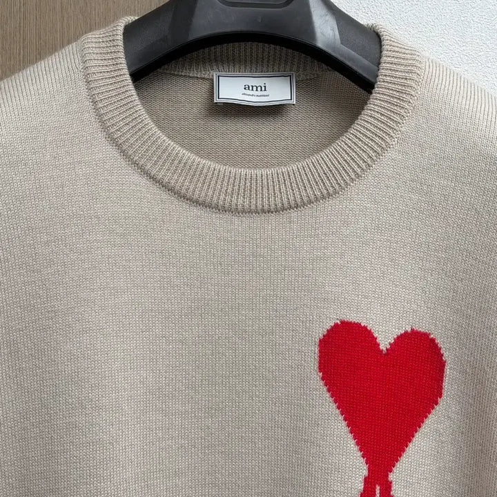 [BUNJANG] AMI Big Heart Oversized Wool Knit Beige L / 아미 빅하트 오버핏 울 니트 베이지 L