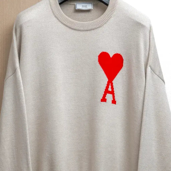 [BUNJANG] AMI Big Heart Oversized Wool Knit Beige L / 아미 빅하트 오버핏 울 니트 베이지 L