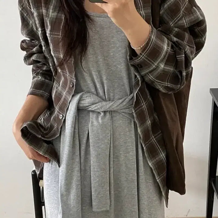 [BUNJANG] Brown Check Shirt / 브라운 체크셔츠