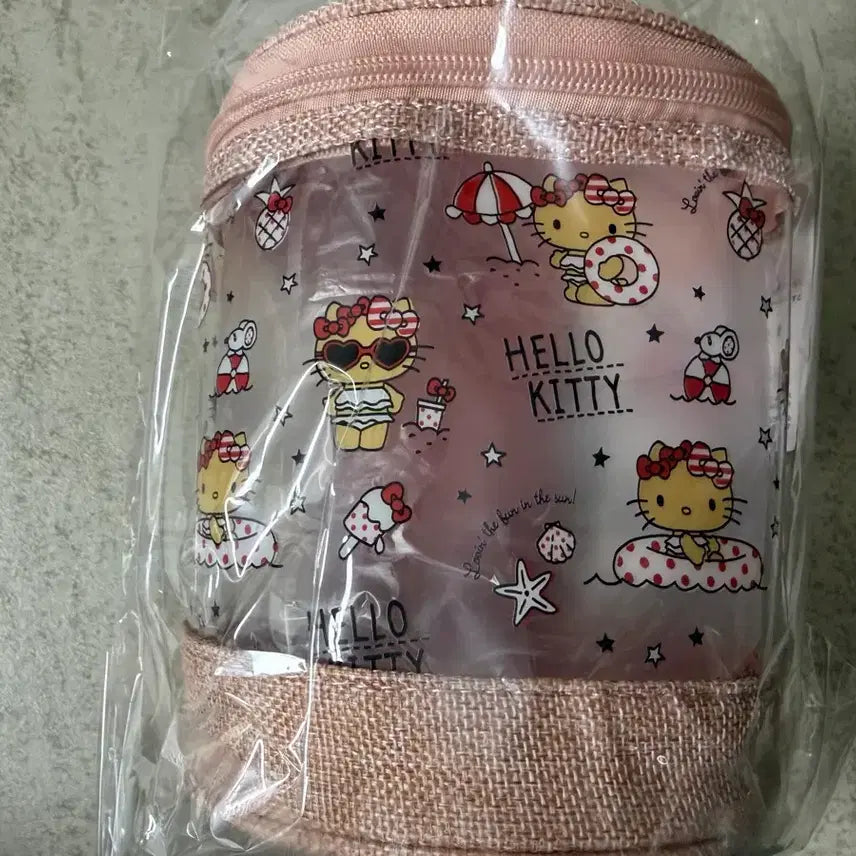 [BUNJANG] Sanrio Limited Edition Tanning Kitty Pink Cylinder Pouch / 산리오 한정판 태닝키티 핑크 원통 파우치