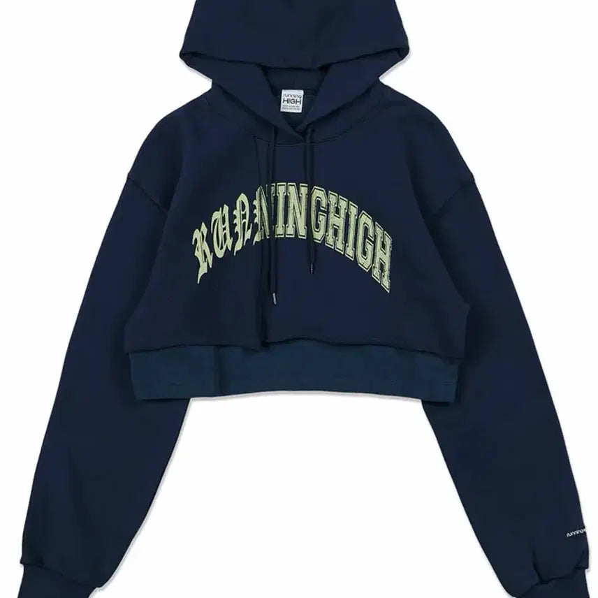 [BUNJANG] Arch Logo Layered Crop Hoodie Navy Vintage / 아치로고 레이어드 크롭 후디 네이비 빈티지 후드티