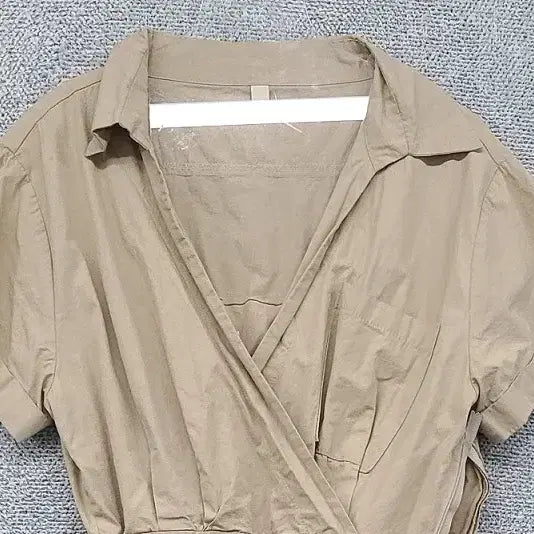 [BUNJANG] Beige Casual Belted Shirtdress / 베이지 캐주얼 벨티드 원피스 L