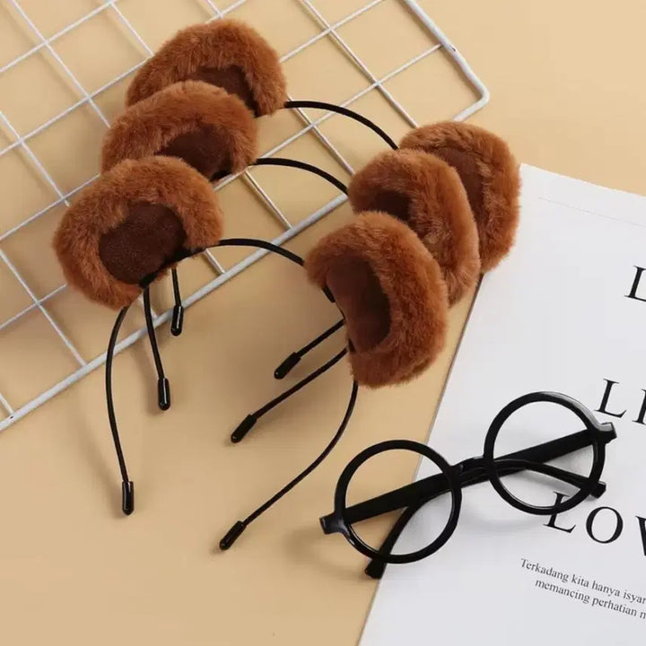 [BUNJANG] Alvin and the Chipmunks Squirrel Ears Headband Set with Glasses / 앨빈과 슈퍼밴드 다람쥐 곰돌이 귀 머리띠 3개+안경 / 졸업사진 코스튬