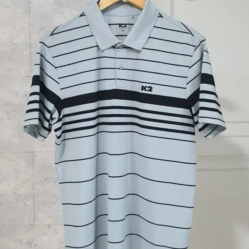 [BUNJANG] K2 New Design Striped Short Sleeve Polo Shirt / 케이투 신형디자인 스트라이프 반팔 카라티 100