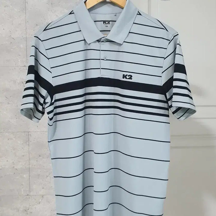 [BUNJANG] K2 New Design Striped Short Sleeve Polo Shirt / 케이투 신형디자인 스트라이프 반팔 카라티 100