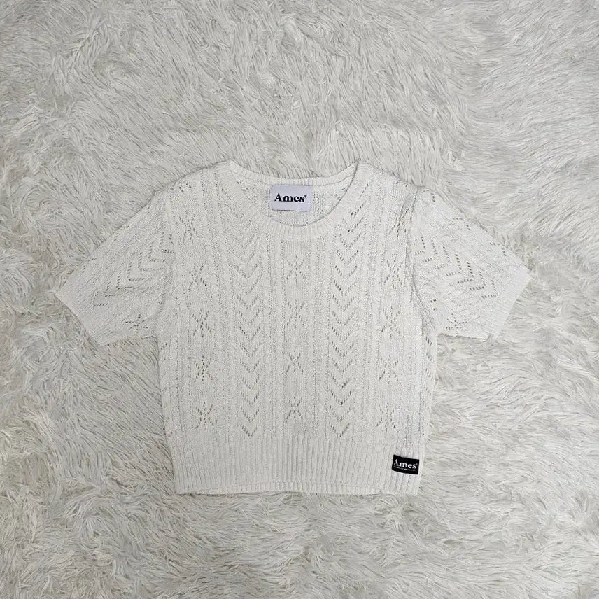 [BUNJANG] AMESS Short Sleeve Crop Knit White / 아메스 반팔 크롭 니트 화이트