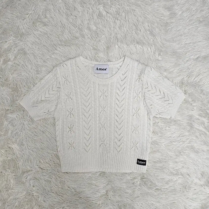 [BUNJANG] AMESS Short Sleeve Crop Knit White / 아메스 반팔 크롭 니트 화이트