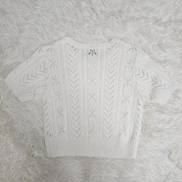[BUNJANG] AMESS Short Sleeve Crop Knit White / 아메스 반팔 크롭 니트 화이트