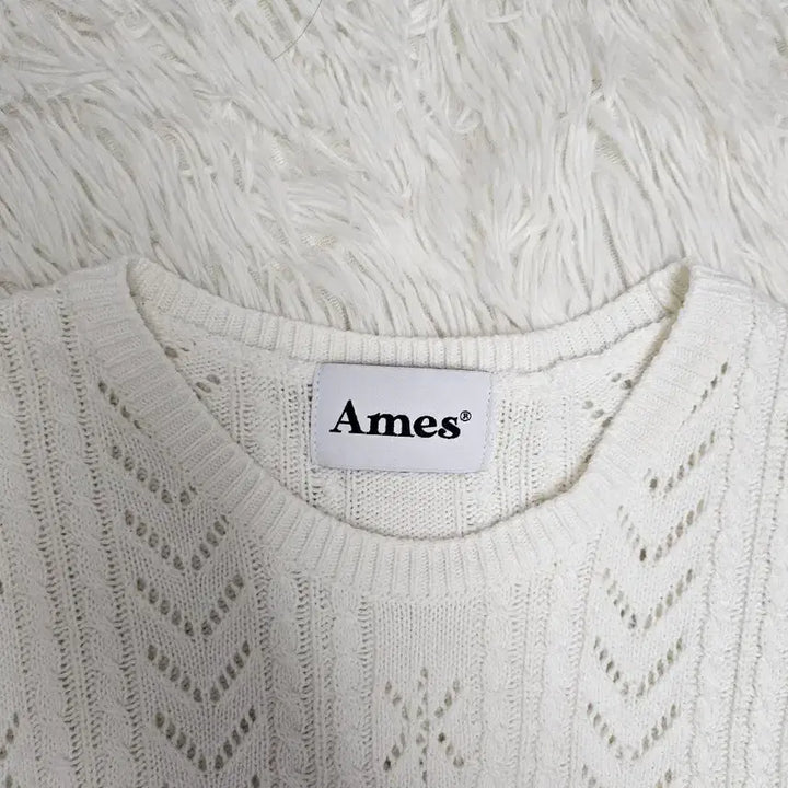 [BUNJANG] AMESS Short Sleeve Crop Knit White / 아메스 반팔 크롭 니트 화이트