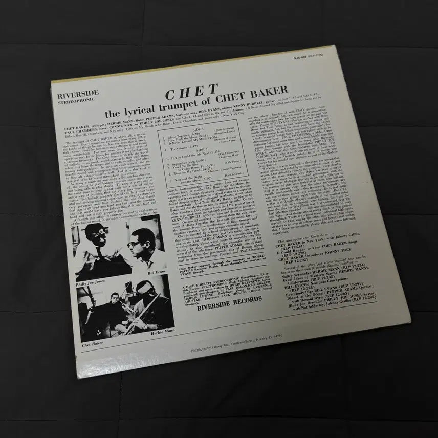 [BUNJANG] Chet Baker Riverside Version LP Vinyl / 쳇 베이커 chet riverside 버전 LP 바이닐 새상품