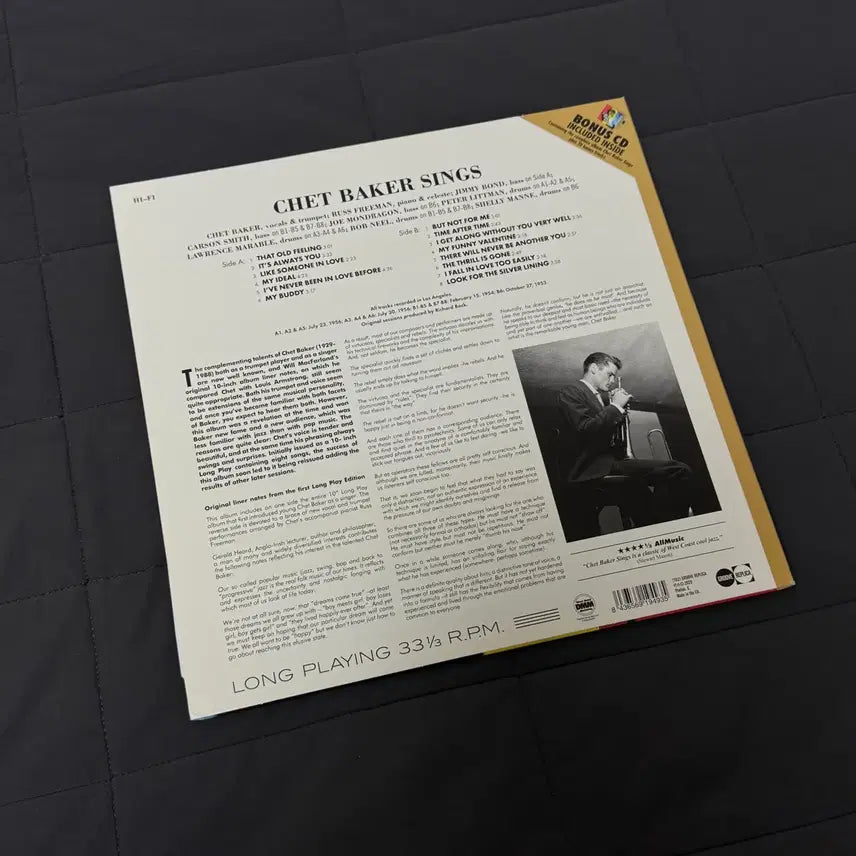[BUNJANG] Chet Baker Chet Baker Sings LP Vinyl / 쳇 베이커 chet baker sings LP 바이닐 새상품