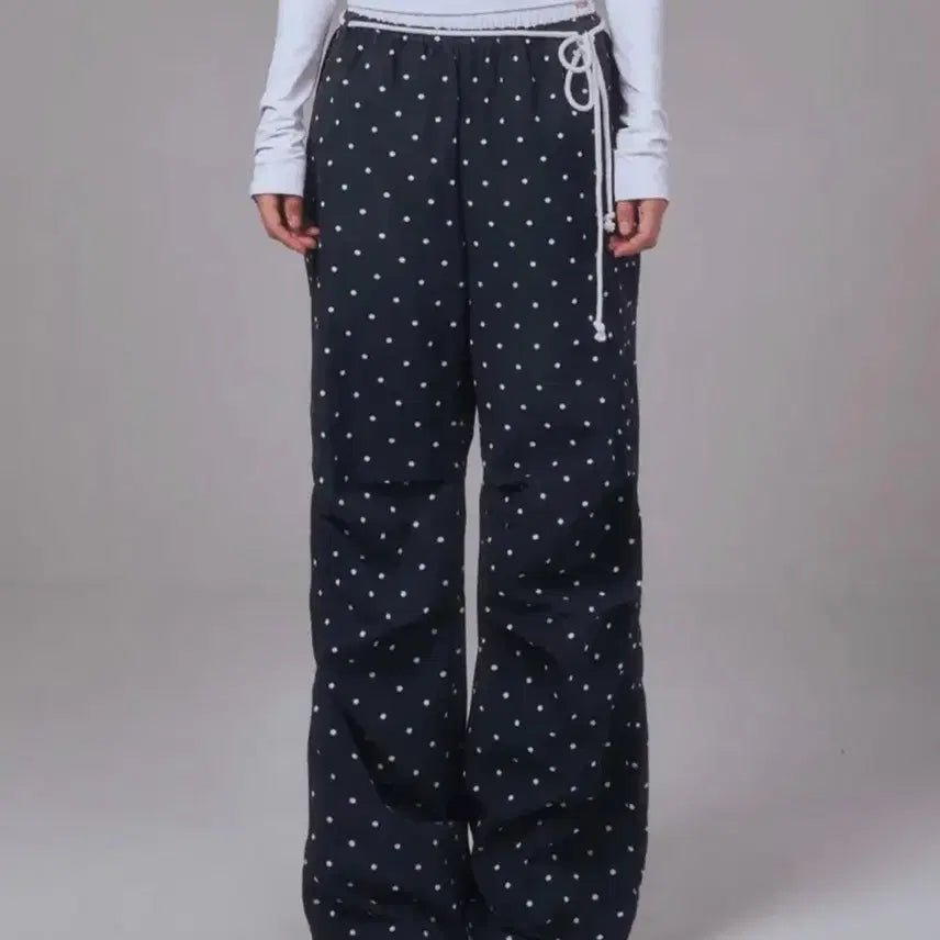 [BUNJANG] YOOHEE Cotton Layered Banding Wide Pants - Dot / 유희 코튼 레이어드 밴딩 와이드 팬프 도트 cotton layered