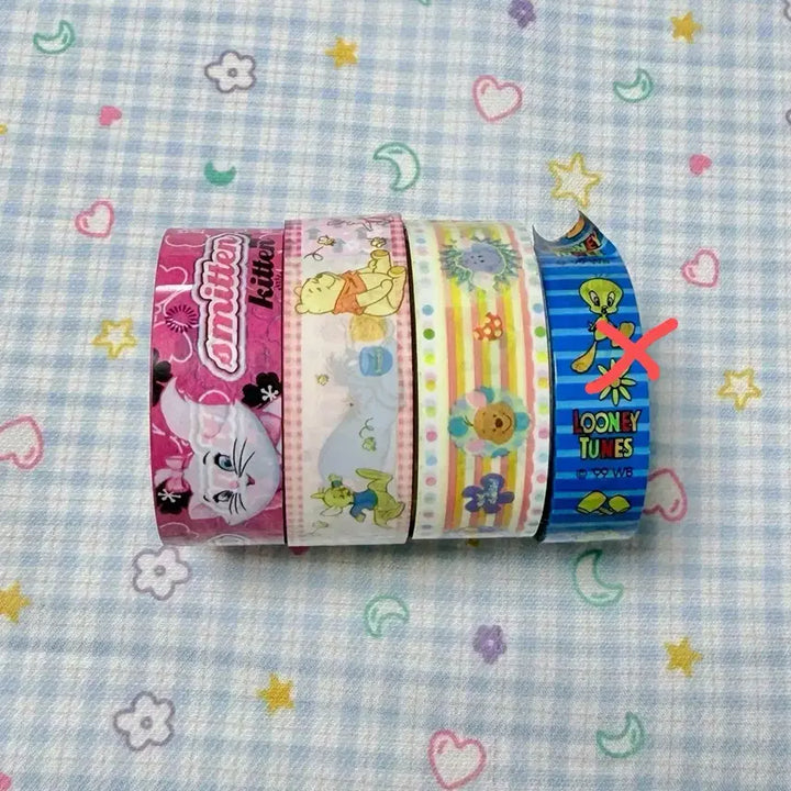 [BUNJANG] Vintage Winnie the Pooh &amp; Tweety Masking Tape &amp; Sticker Set / 고전문구 고전 푸우 트위티 마스킹테이프 스티커 테이프