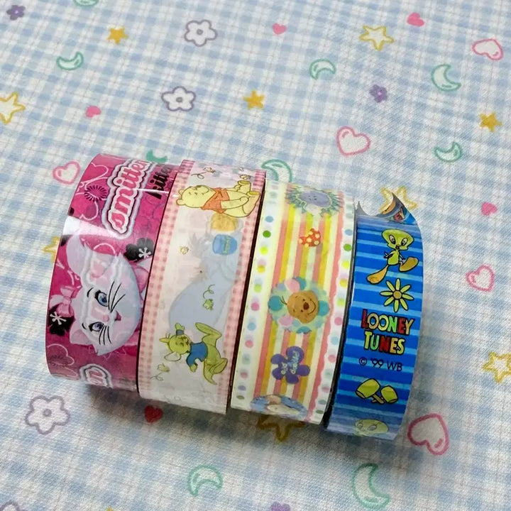 [BUNJANG] Vintage Winnie the Pooh &amp; Tweety Masking Tape &amp; Sticker Set / 고전문구 고전 푸우 트위티 마스킹테이프 스티커 테이프