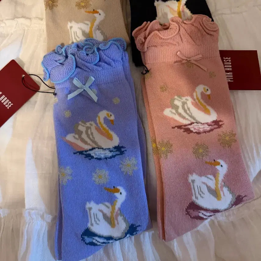 [BUNJANG] Pink House Cotton Socks / 핑크 하우스 면 양말 삭스