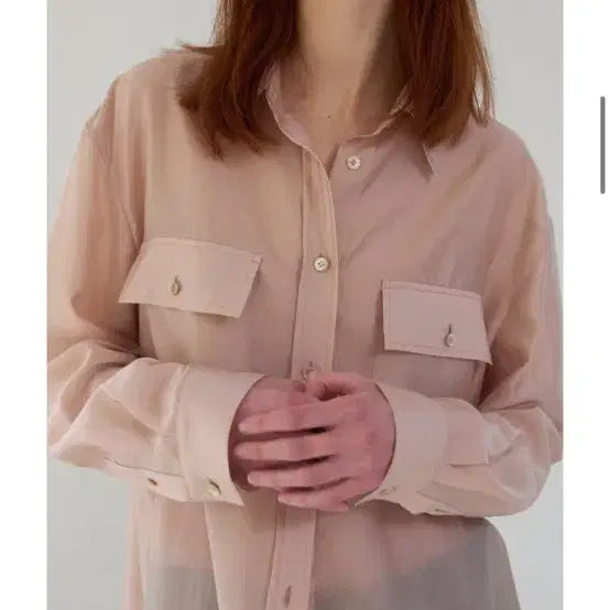 [BUNJANG] Unnout Studio Pink See-Through Shirt / <새상품> unnout studio 핑크 시스루 셔츠 판매합니다