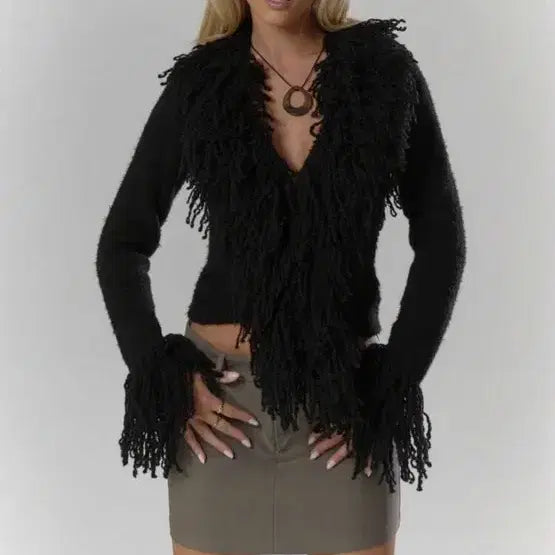 [BUNJANG] Tassel Fringe Cardigan / 태슬 프린지 가디건 새상품