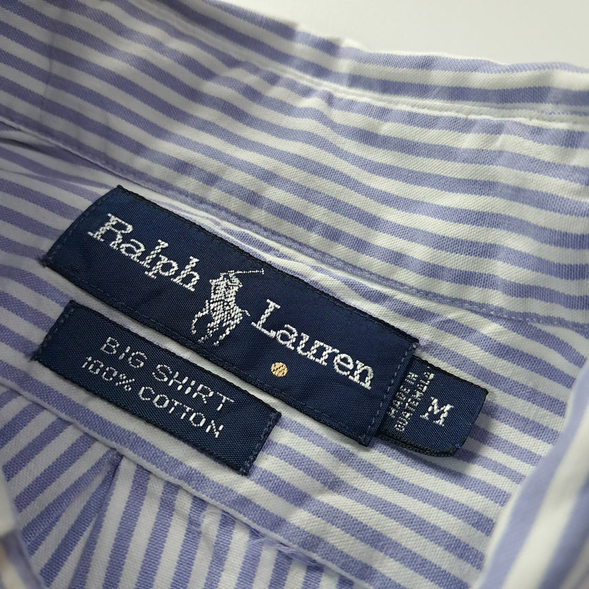 [BUNJANG] Polo Ralph Lauren 90s Big Shirt Lavender Blue Stripe Short Sleeve Shirt / CK691 M 폴로 90s 빅셔츠 라벤더블루 스트라이프 반팔셔츠 남방
