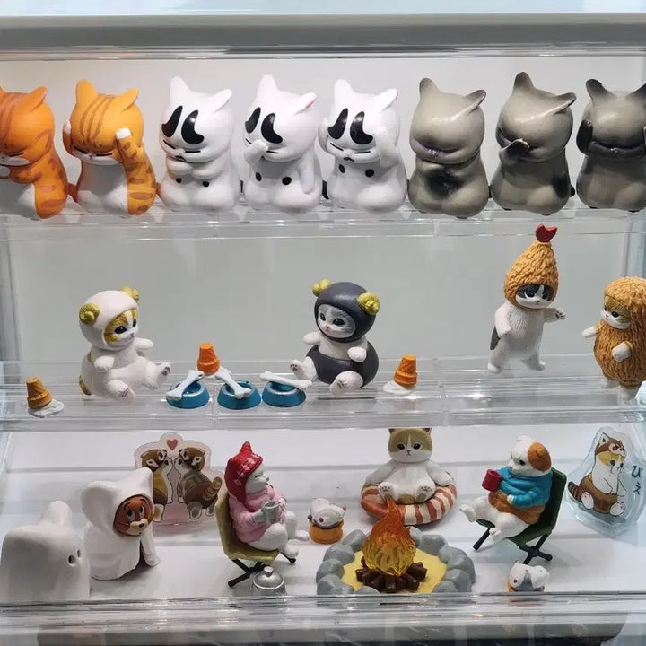 [BUNJANG] Cute Cat Figurines Set with Acrylic Stand / 고양이, 귀여운 피규어