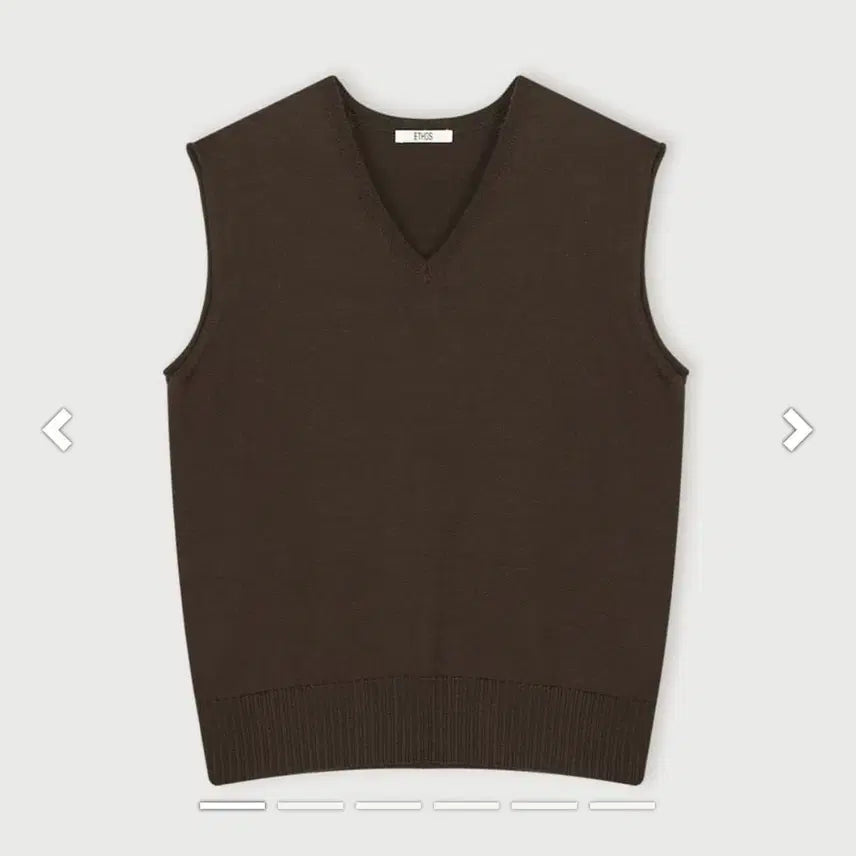 [BUNJANG] Ethos Sleeveless Cotton V-Neck Knit Vest Brown / 에토스 슬리브리스 COTTON V-NECK KNIT VEST 브라운