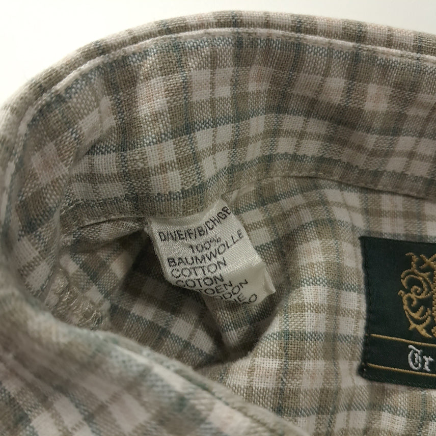 [BUNJANG] Trachten Bavarian Tartan Check Cotton Shirt Beige Grey White XL / CK700 XL 트라흐텐 90s 독일판 바바리안 베이지 셔츠 남방