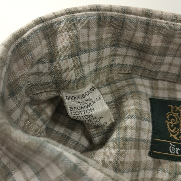 [BUNJANG] Trachten Bavarian Tartan Check Cotton Shirt Beige Grey White XL / CK700 XL 트라흐텐 90s 독일판 바바리안 베이지 셔츠 남방
