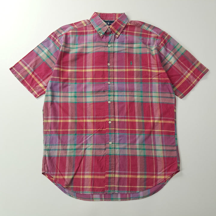 [BUNJANG] Polo 90s Madras Check Short Sleeve Shirt Pink M / CK702 M 폴로 90s 핑크 마드라스체크 반팔 셔츠 남방
