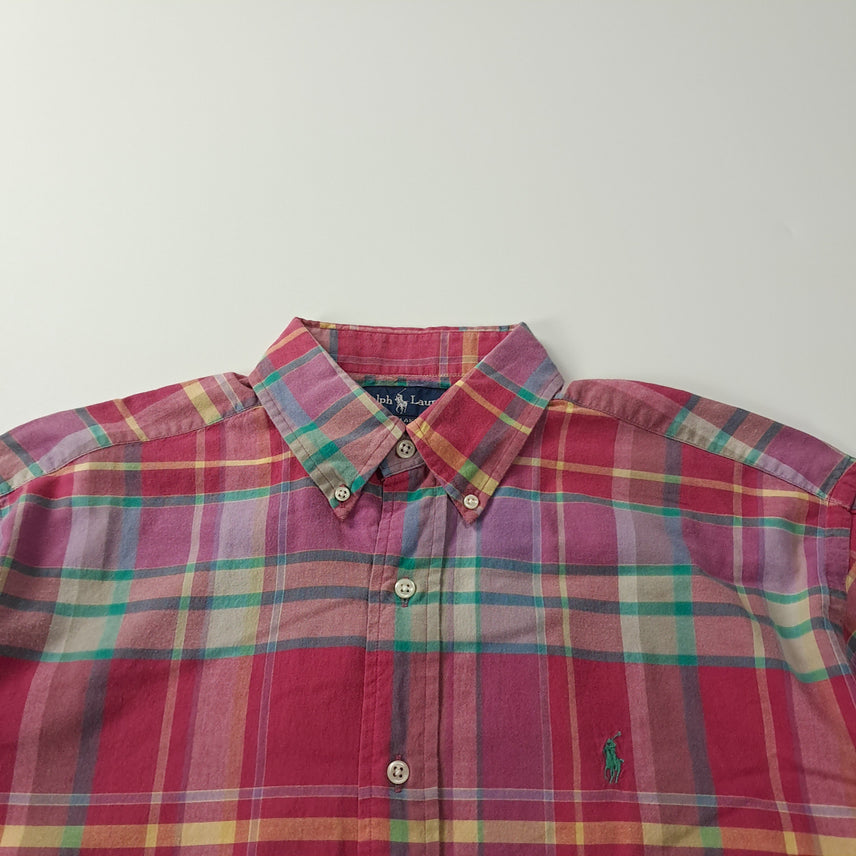 [BUNJANG] Polo 90s Madras Check Short Sleeve Shirt Pink M / CK702 M 폴로 90s 핑크 마드라스체크 반팔 셔츠 남방